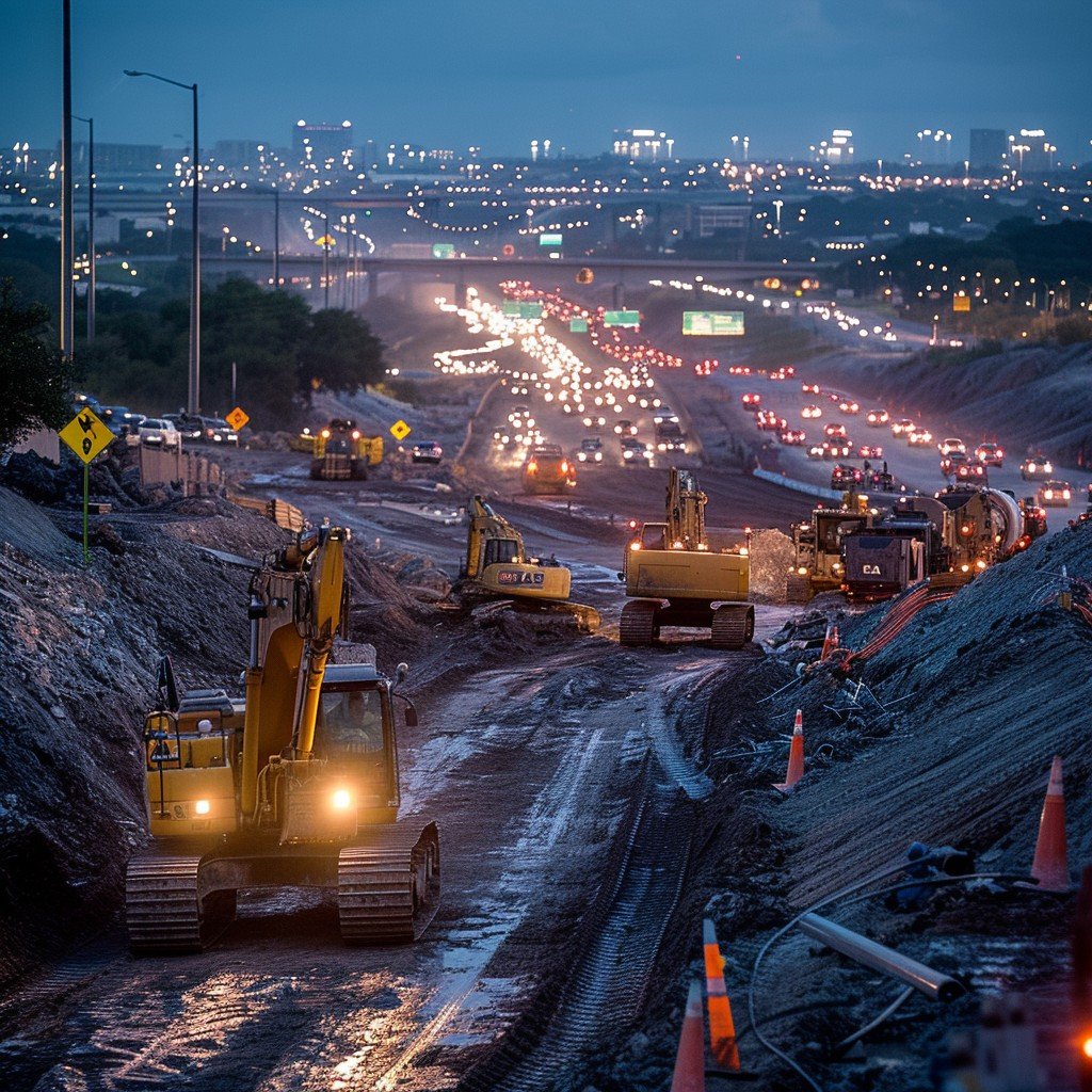 iluminação de led a noite em construção civil 